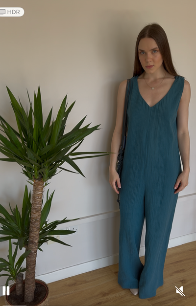 Relaxed fit muslin overall