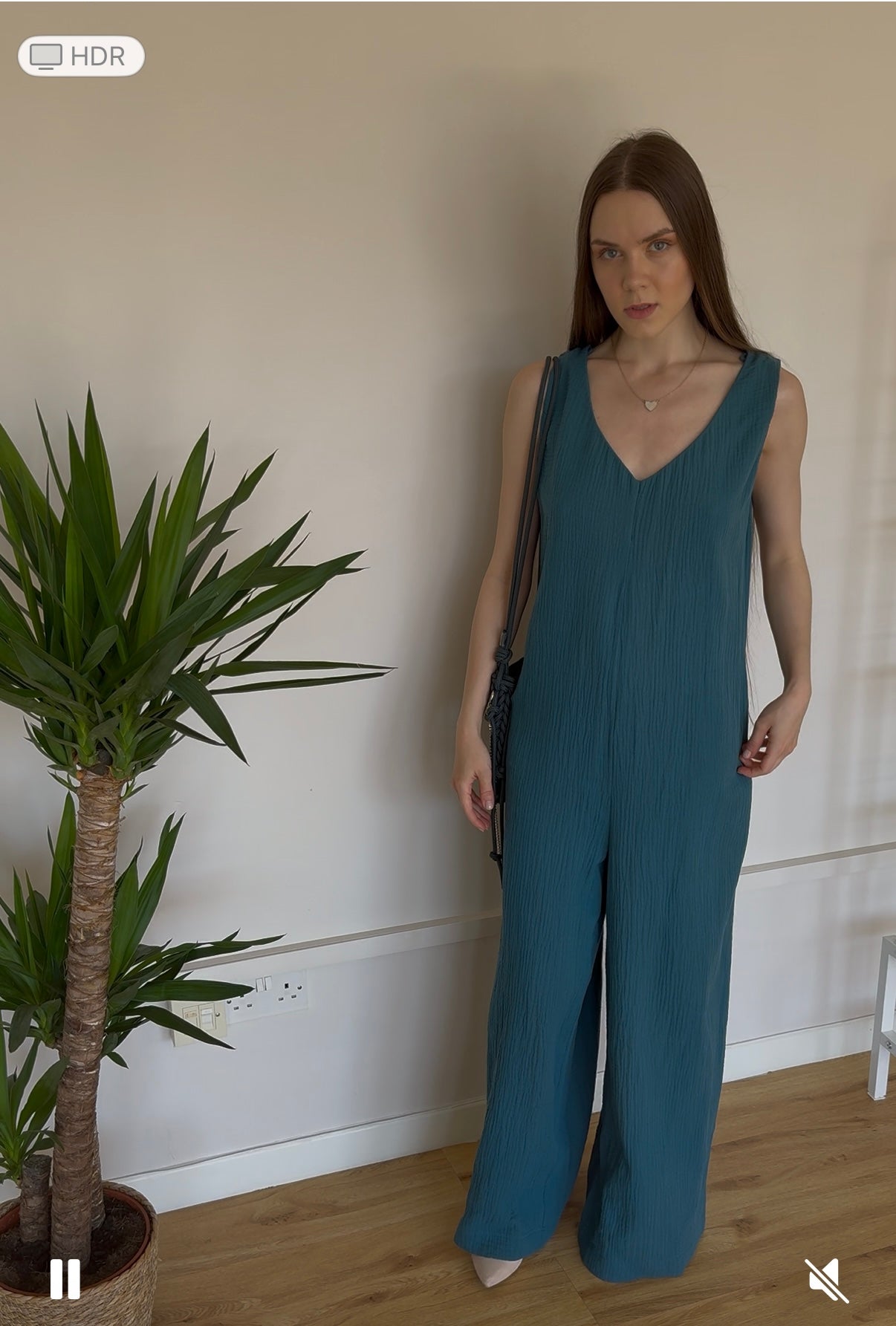 Relaxed fit muslin overall