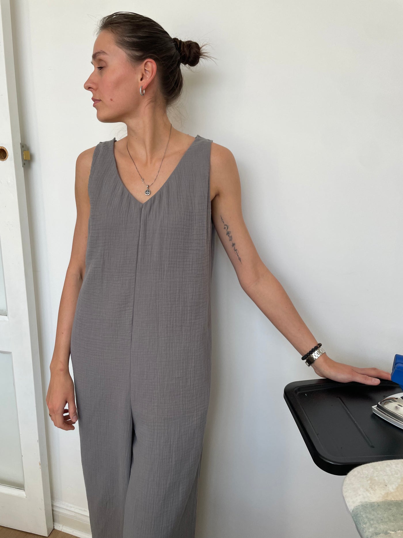 Relaxed fit muslin overall