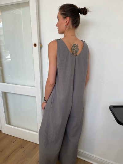 Relaxed fit muslin overall