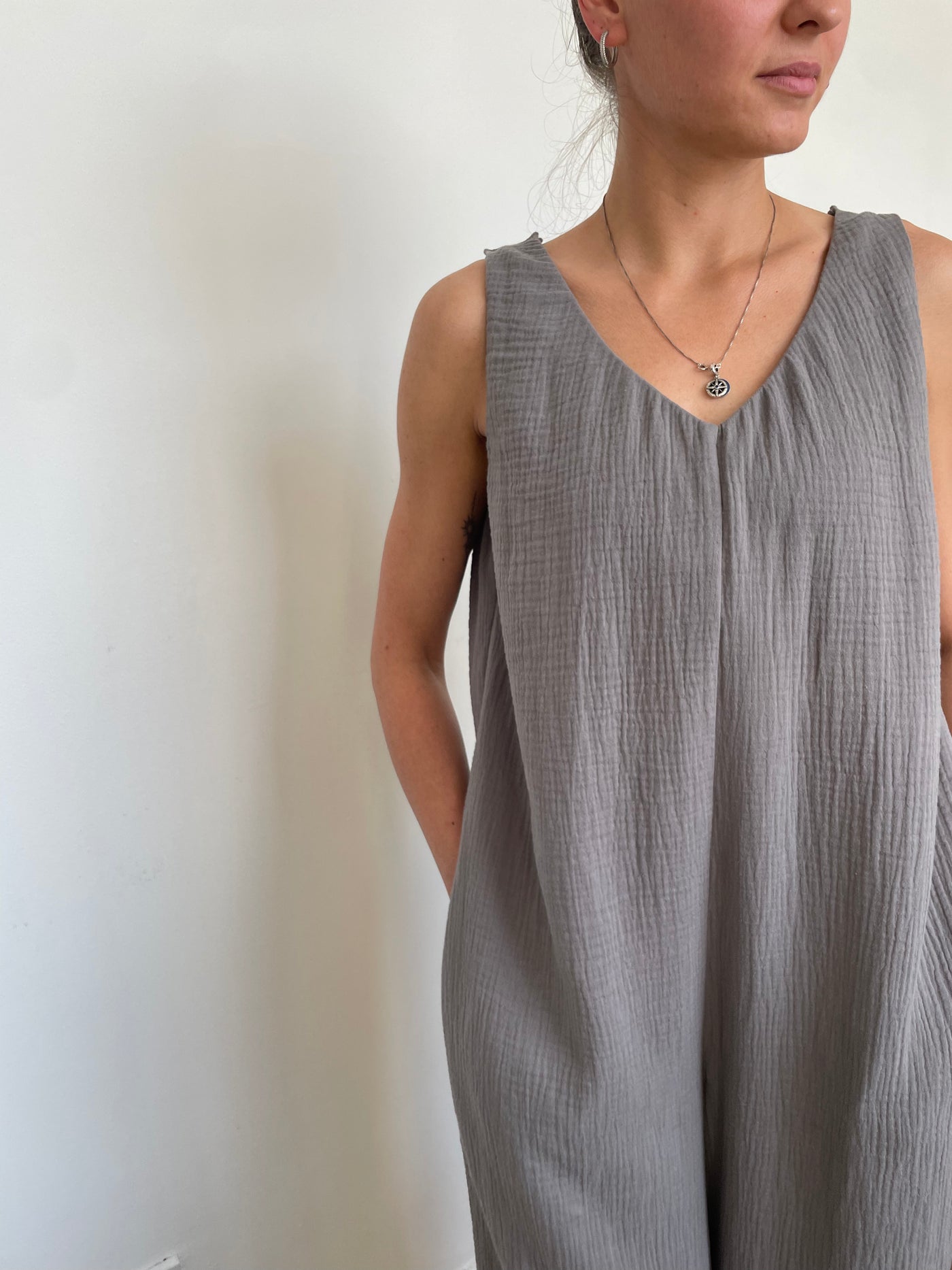 Relaxed fit muslin overall