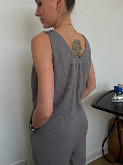 Relaxed fit muslin overall