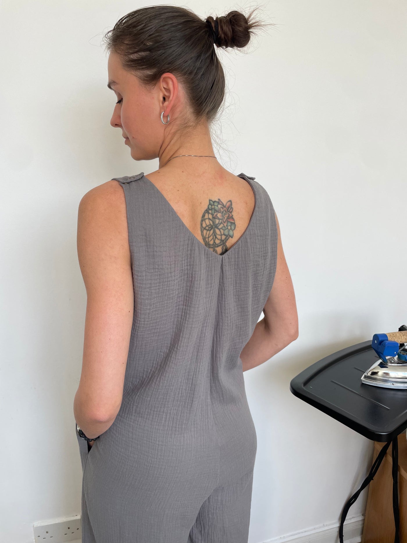 Relaxed fit muslin overall
