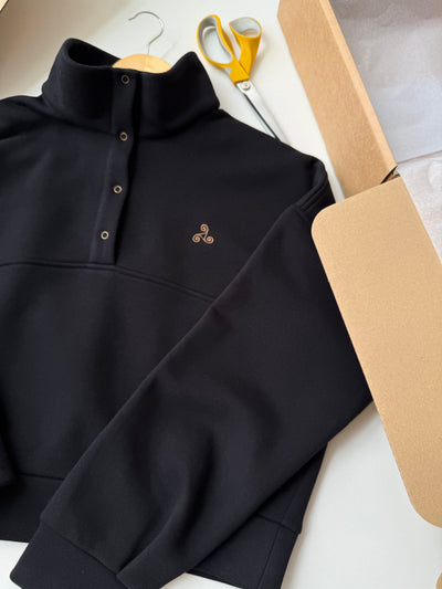 Luxury enzymatic cotton collar neck top