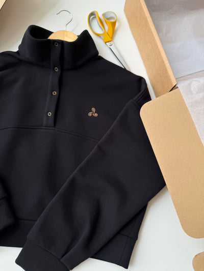 Luxury enzymatic cotton collar neck top