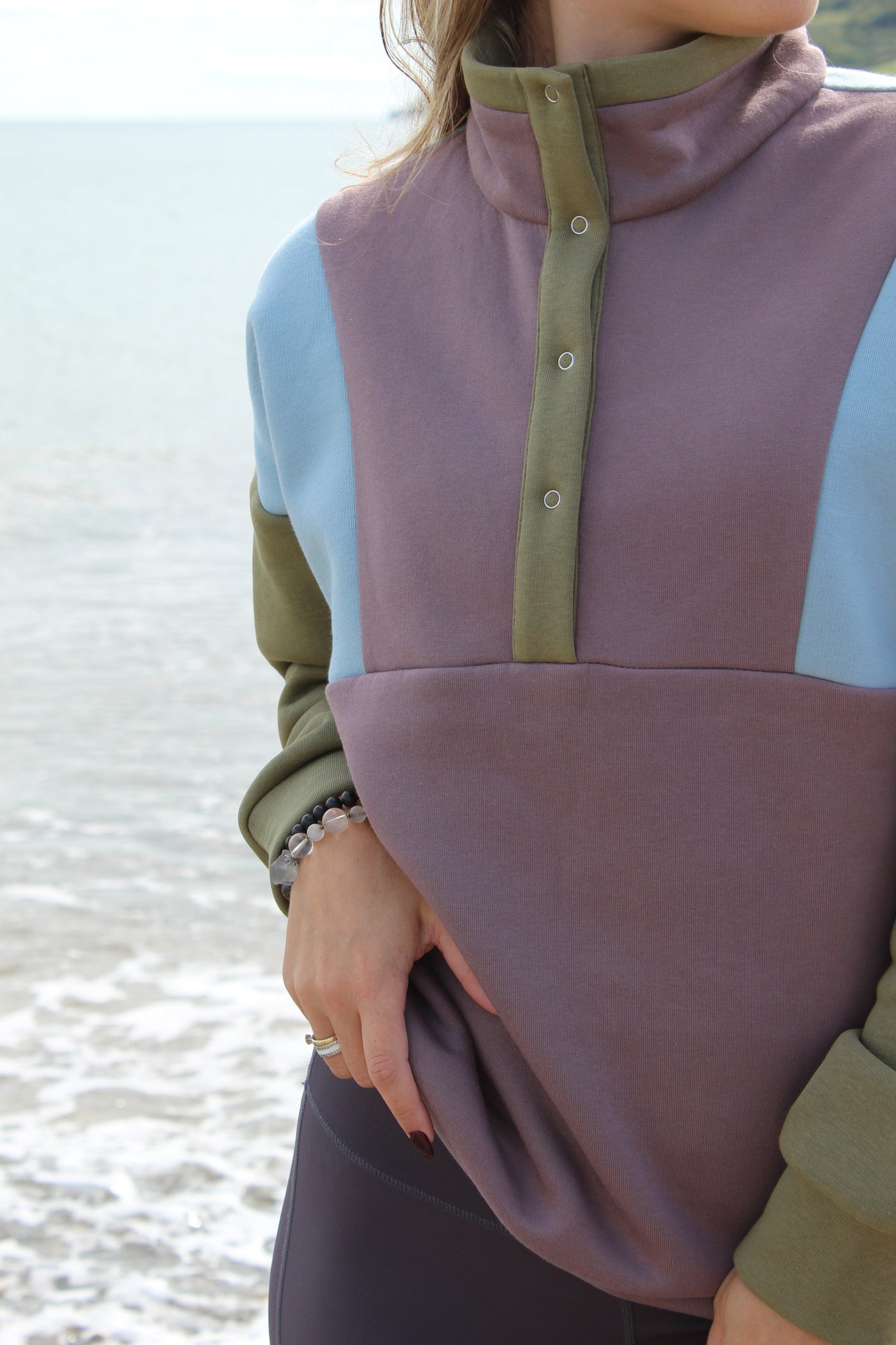 Warm color block. Lavender by the sea