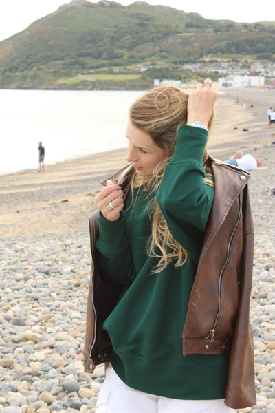 Rain Forest green crew neck terry