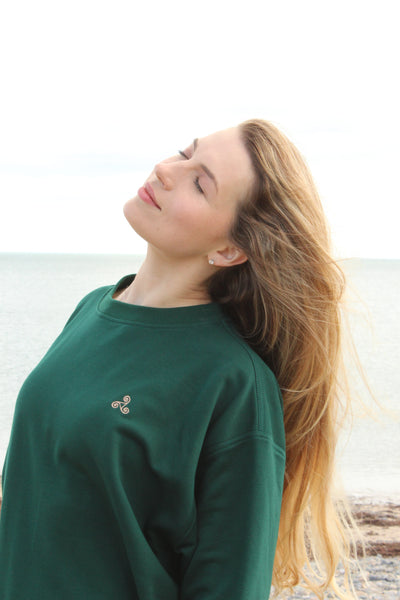 Rain Forest green crew neck terry