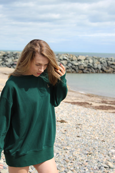 Rain Forest green crew neck terry