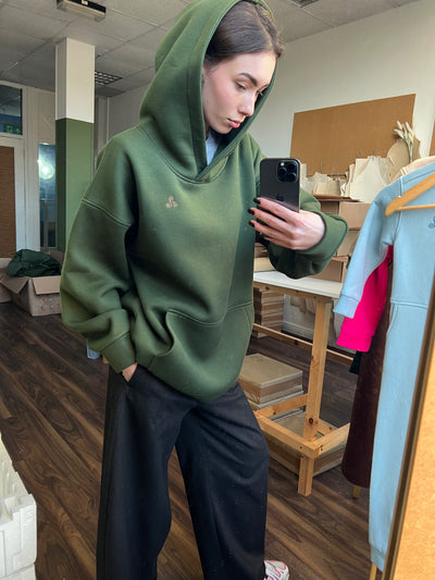 Oversized heavy hoodie in Hunter green