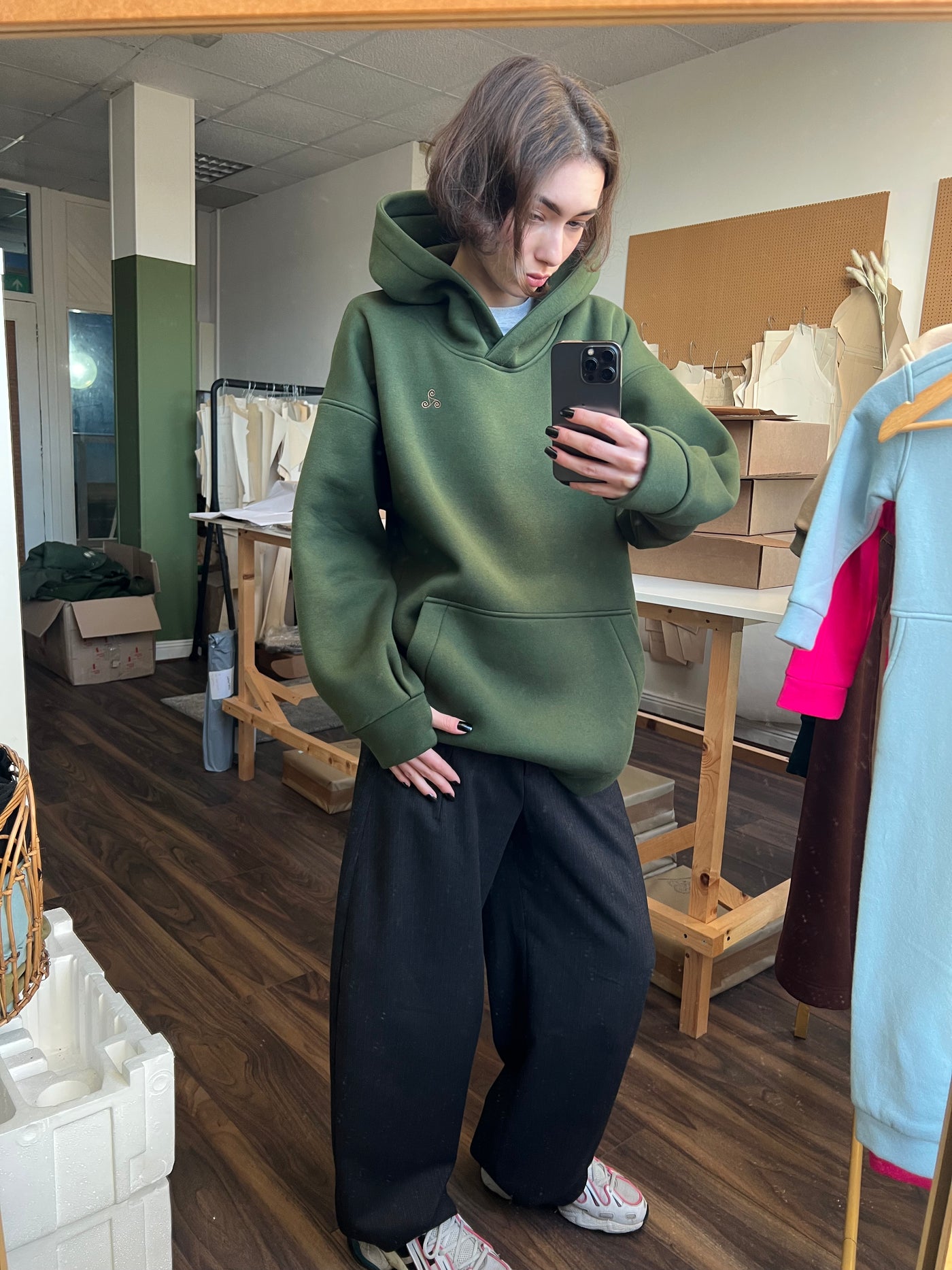 Oversized heavy hoodie in Hunter green