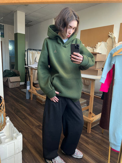 Oversized heavy hoodie in Hunter green