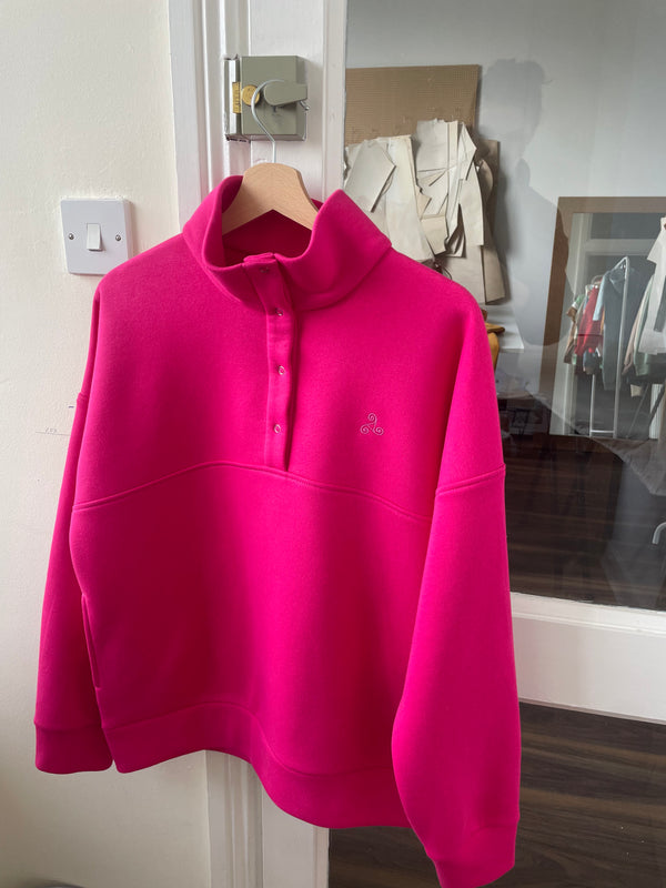 Organic fleeced cotton collar neck top